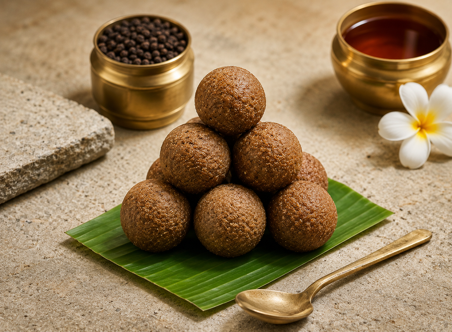 Traditional Sunnunda laddus made with Two Little Cubs Whole Black Gram Laddu Mix