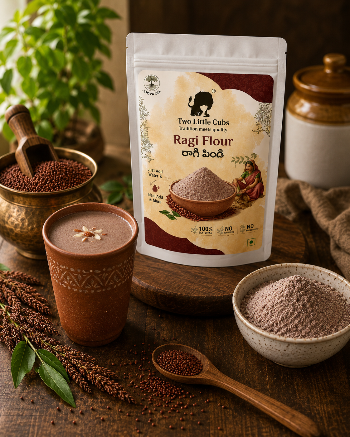 Ragi malt made with Two Little Cubs Finger Millet Flour