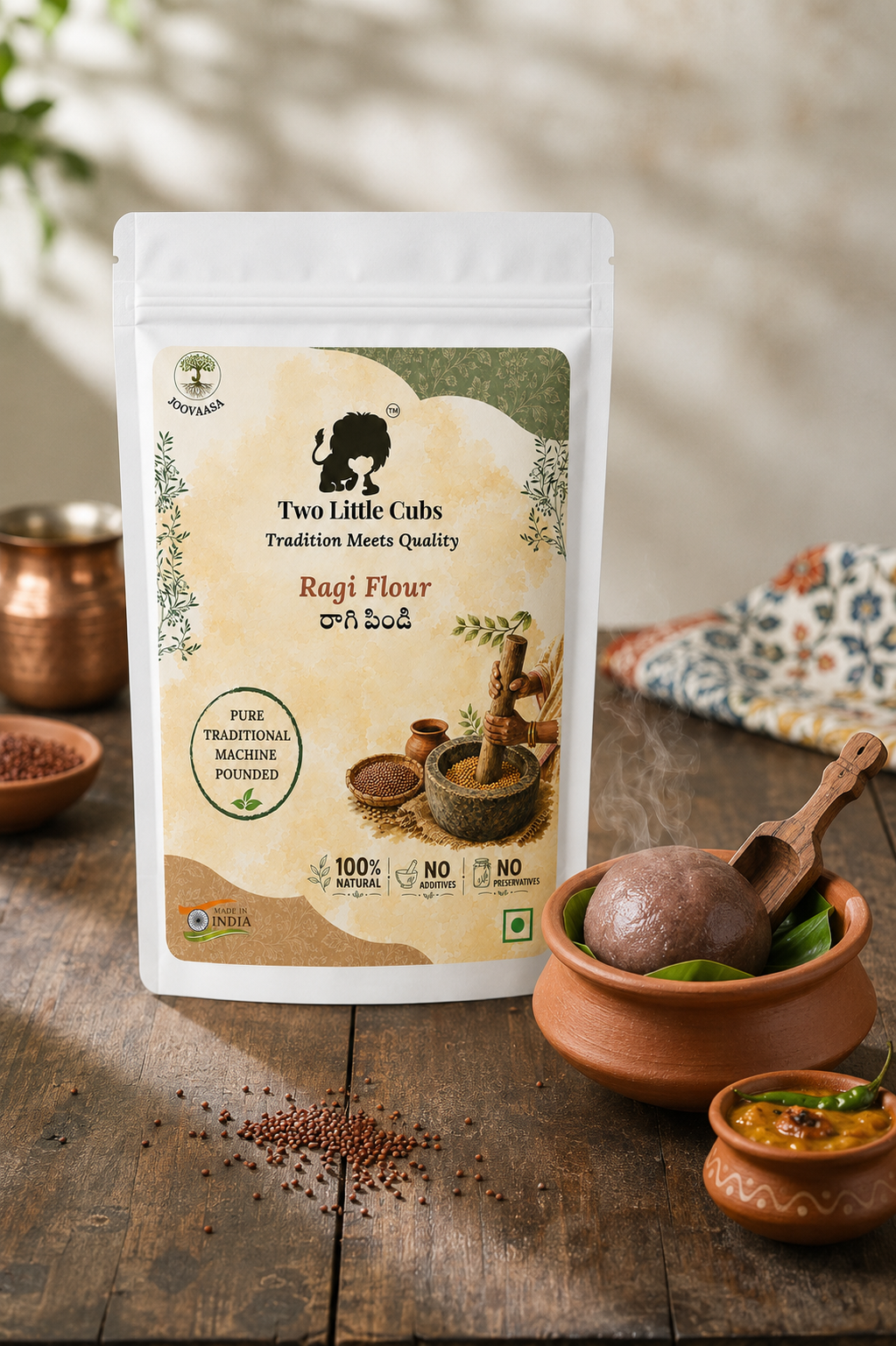 Ragi Mudde made with Two Little Cubs Finger Millet Flour
