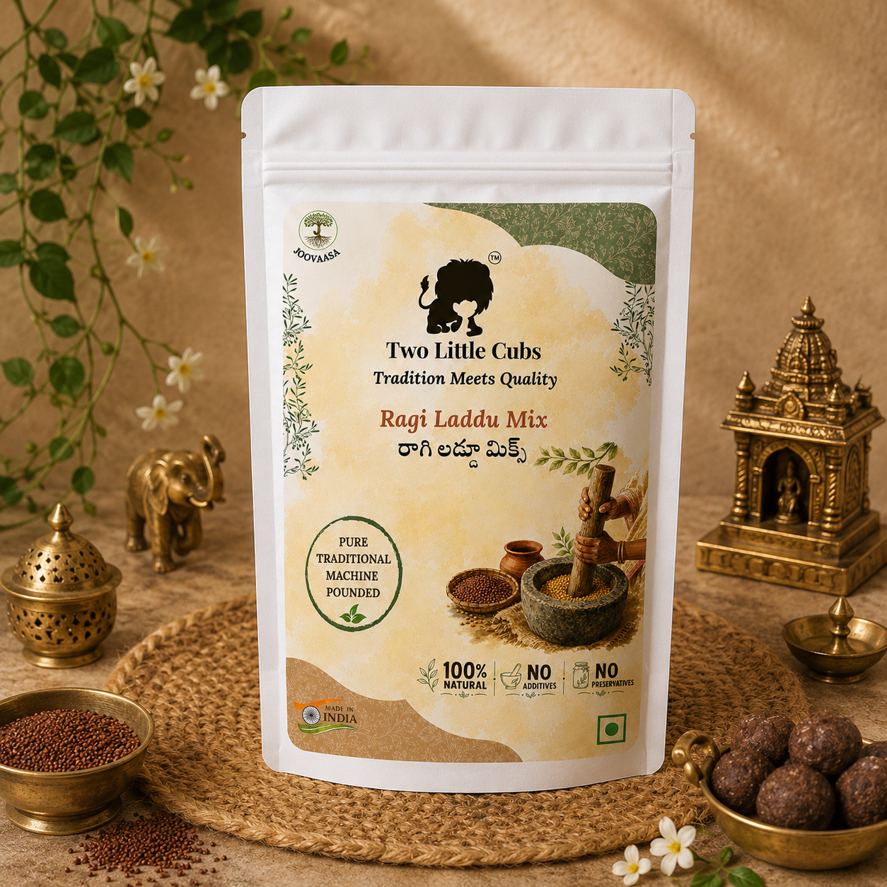 Two Little Cubs Raagi Laddu Mix made with roasted finger millet