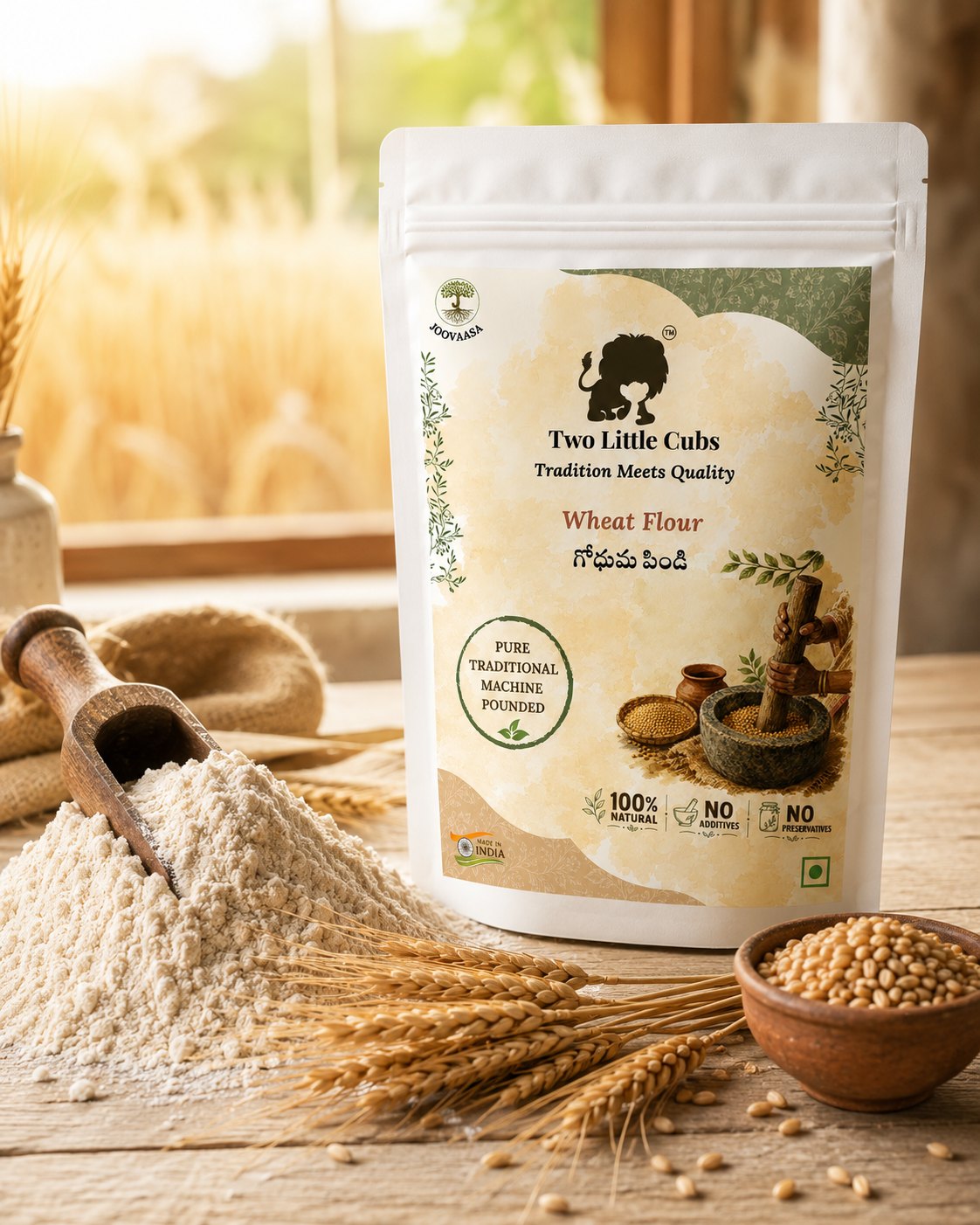 Whole desi variety wheat grains used to make Two Little Cubs Wheat Flour